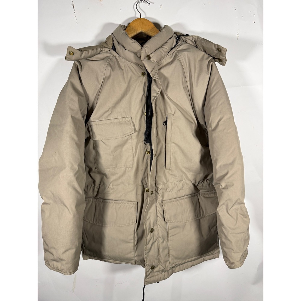 Vintage Eddie Bauer Goose Down Parka Jacket Mens Medium Tan Khaki Made in USA